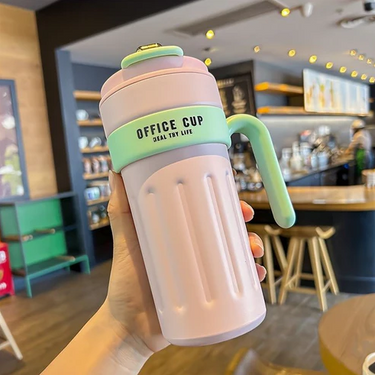 650ml Stainless Steel Temperature Display Coffee Cup - Pink
